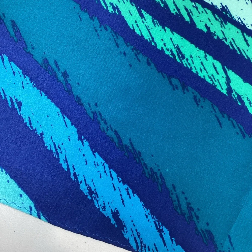 Jones New York Rectangular 100% Silk Scarf Blue Abstract Striped